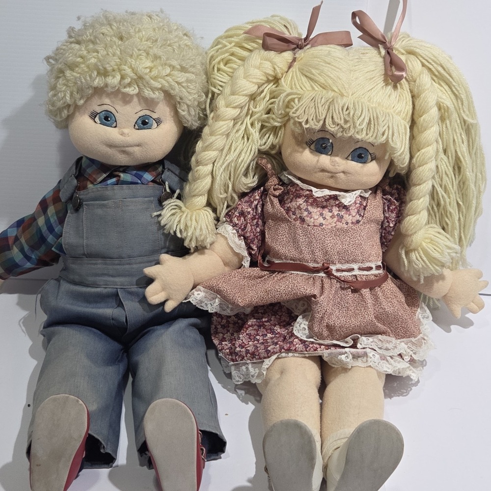 VTG 1984 Candy Kiddie Soft Sculpture Dolls Pair Irena Signed 24"‎ Life Size RARE